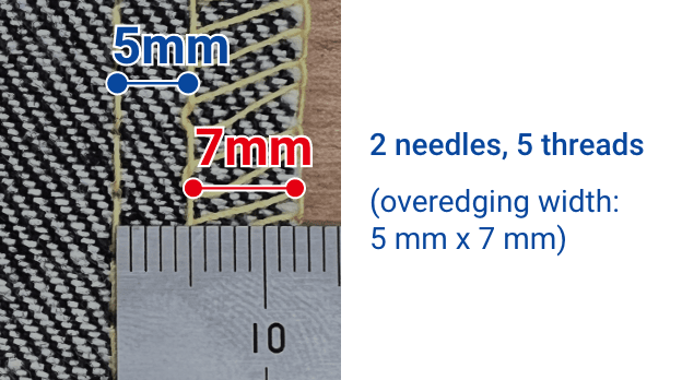 2 needles, 5 threads (overedging width:5 mm x 7 mm)